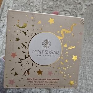 Mint Sugar Candle with Gold and Pink Accents NIB